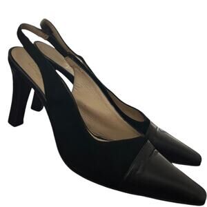 Johnny Moke London Slingback Pump 3.5" Heel Women's 39/9 Suede Cap Toe Classic